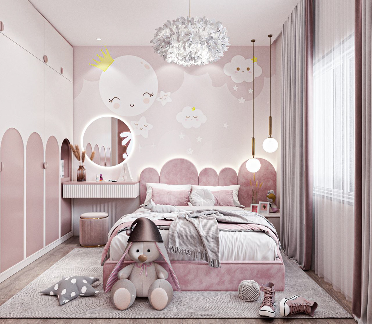 kamar tidur anak pink